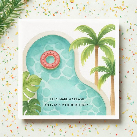 Waterverf Pool Party | Kinder zomerverjaardag Servet