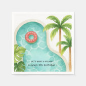 Waterverf Pool Party | Kinder zomerverjaardag Servet (Voorkant)