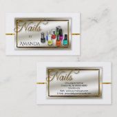 Waterverf Poolse Nail Salon | Stijlvol Faux Gold Visitekaartje (Voorkant / Achterkant)