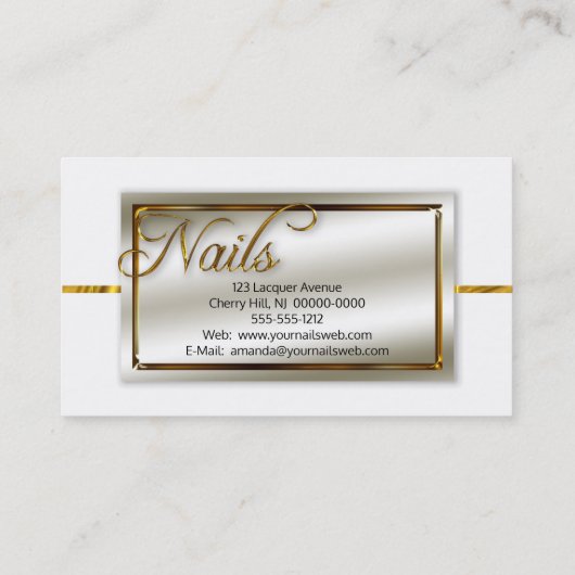 Waterverf Poolse Nail Salon | Stijlvol Faux Gold Visitekaartje (Achterkant)