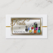Waterverf Poolse Nail Salon | Stijlvol Faux Gold Visitekaartje (Voorkant)