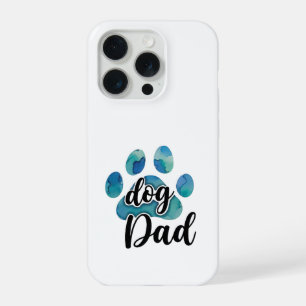 Waterverf Pootafdruk Hond Papa Huisdierliefhebber iPhone 15 Pro Case