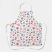 Waterverf Pootafdrukken en Bloemenschort Schort (Voorkant)