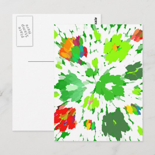 Waterverf Pop Art Floral Briefkaart (Voorkant / Achterkant)