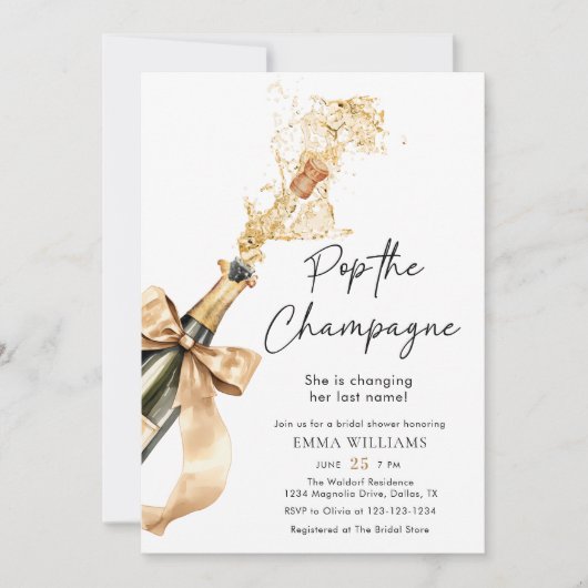 Waterverf Pop Het Champagne Vrijgezellenfeest Kaart (Voorkant)