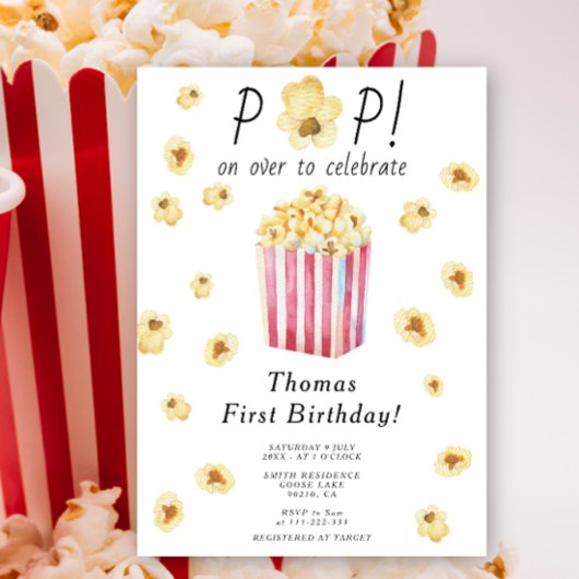 Waterverf Pop over verjaardagsfeestje voor kindere Kaart