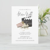 Waterverf Popcorn Filmavond Kaart (Staand voorkant)