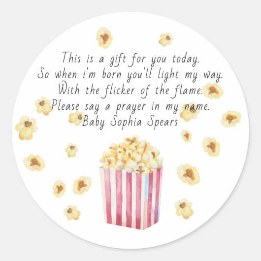 Waterverf Popcorn Gebeden Kaars Ronde Sticker (Voorkant)