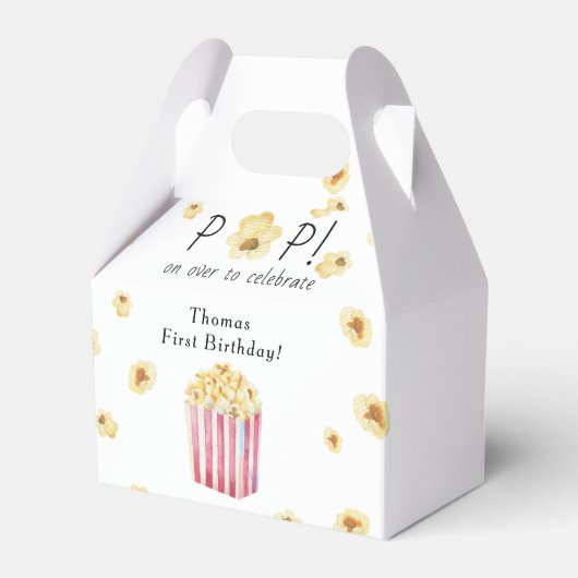 Waterverf Popcorn Kids Verjaardagsfeestje Bedankdoosjes (Voorkant Zijde)