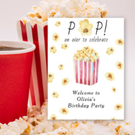 Waterverf Popcorn Kids Verjaardagsfeestje Poster