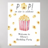 Waterverf Popcorn Kids Verjaardagsfeestje Poster (Voorkant)