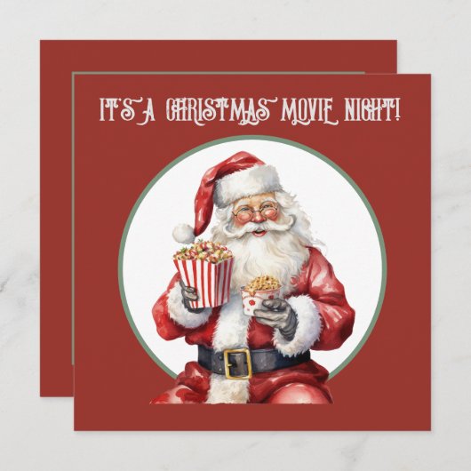 waterverf popcorn Santa film Invitation Kaart (Voorkant / Achterkant)