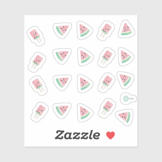 Waterverf Poppen Watermeloen Sticker (Vel)