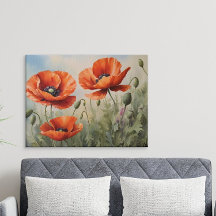 Waterverf Poppies Art Elegant Bloemen