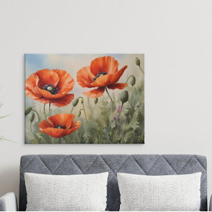 Waterverf Poppies Art Elegant Bloemen Poster