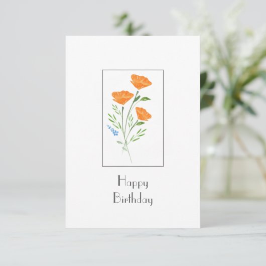 Waterverf Poppies Bouquet Kaart (Staand voorkant)