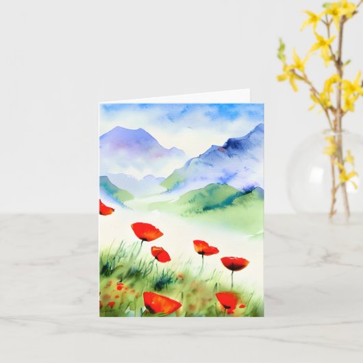 Waterverf poppies en aanpasbare bergpopulaties kaart (Gele Bloem)