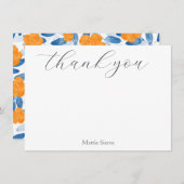 Waterverf Poppies en Leaves Pattern Bedankkaart (Voorkant / Achterkant)