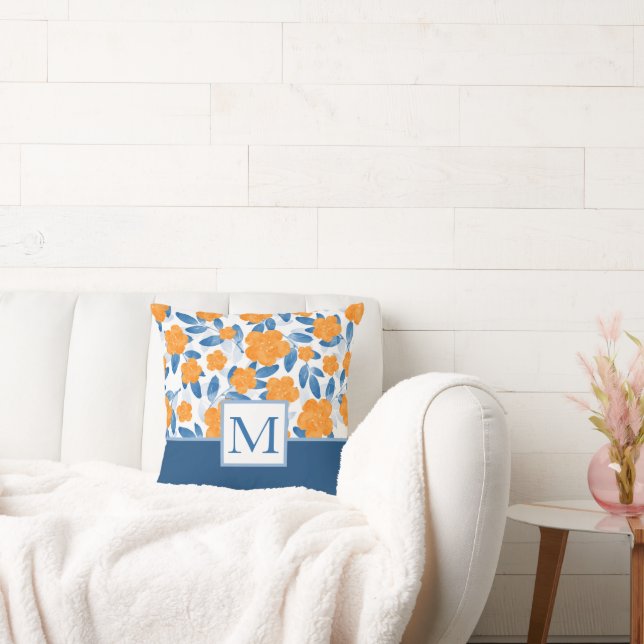 Waterverf Poppies en Leaves Pattern Kussen (Bank)