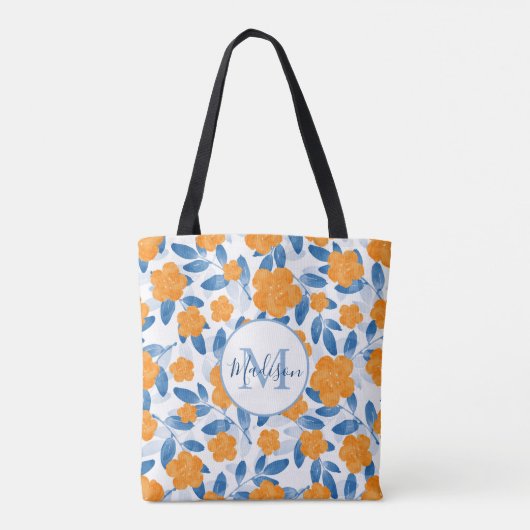 Waterverf Poppies en Leaves Pattern Tote Bag (Achterkant)