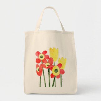 Waterverf POPPIES en TULIPS jumbocanvas tas