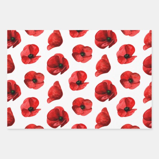 Waterverf poppies. Floral patroon. Rode papaver Inpakpapier Vel (Voorkant)