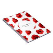 Waterverf poppies. Floral patroon. Rode papaver Notitieboek (Rechterzijde)