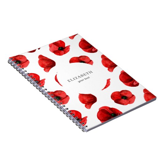 Waterverf poppies. Floral patroon. Rode papaver Notitieboek (Rechterzijde)