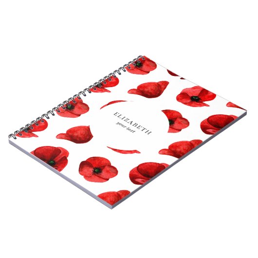 Waterverf poppies. Floral patroon. Rode papaver Notitieboek (Linkerzijde)