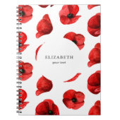 Waterverf poppies. Floral patroon. Rode papaver Notitieboek (Voorkant)