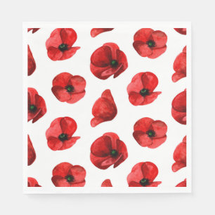 Waterverf poppies. Floral patroon. Rode papaver Servet