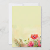 Waterverf Poppies Lente Huwelijksuitnodiging Kaart (Achterkant)