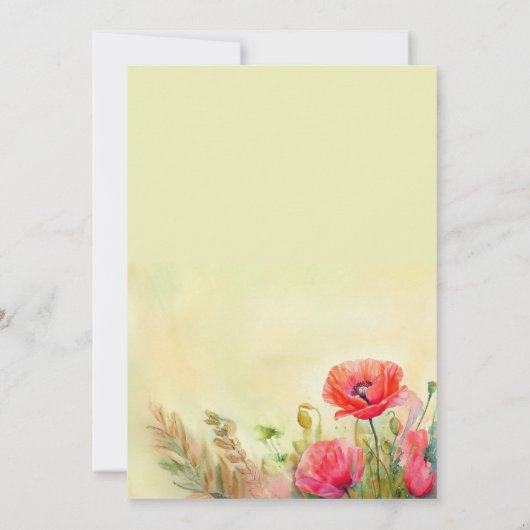 Waterverf Poppies Lente Huwelijksuitnodiging Kaart (Achterkant)