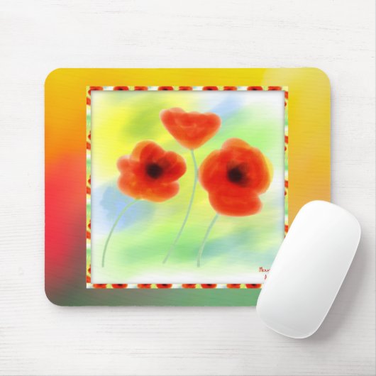 Waterverf Poppies Mousepad Muismat (Met muis)