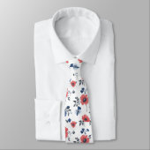 Waterverf Poppies Patroon – Rood, Blauw & Wit (2) Stropdas (Gebonden)