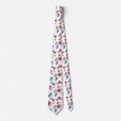 Waterverf Poppies Patroon – Rood, Blauw & Wit (2) Stropdas (Voorkant)