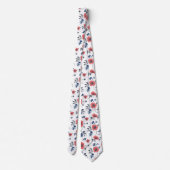 Waterverf Poppies Patroon – Rood, Blauw & Wit (2) Stropdas (Achterkant)