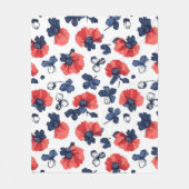 Waterverf Poppies Pattern – Rood, Blauw & Wit (3) Fleece Deken (Voorkant)