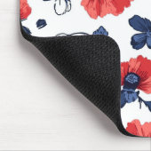 Waterverf Poppies Pattern – Rood, Blauw & Wit (3) Muismat (Hoek)