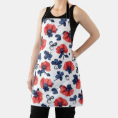 Waterverf Poppies Pattern – Rood, Blauw & Wit (3) Schort (Insitu)