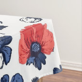 Waterverf Poppies Pattern – Rood, Blauw & Wit (3) Tafelkleed (Voorbeeld)