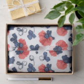 Waterverf Poppies Pattern – Rood, Blauw & Wit (3) Tissuepapier (Geschenk)