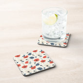 Waterverf Poppies Pattern – Rood, Blauw & Wit Bier Onderzetter (Rechterzijde)