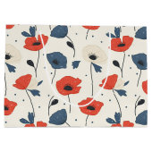 Waterverf Poppies Pattern – Rood, Blauw & Wit Groot Cadeauzakje (Achterkant)