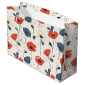 Waterverf Poppies Pattern – Rood, Blauw & Wit Groot Cadeauzakje (Achterkant Gekanteld)