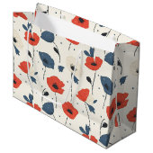 Waterverf Poppies Pattern – Rood, Blauw & Wit Groot Cadeauzakje (Voorkant Gekanteld)