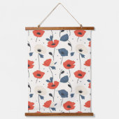 Waterverf Poppies Pattern – Rood, Blauw & Wit Hangend Wandkleed (Voorkant)