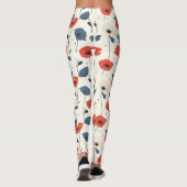 Waterverf Poppies Pattern – Rood, Blauw & Wit Leggings (Achterkant)