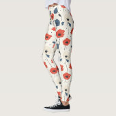 Waterverf Poppies Pattern – Rood, Blauw & Wit Leggings (Links)