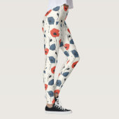 Waterverf Poppies Pattern – Rood, Blauw & Wit Leggings (Rechts)